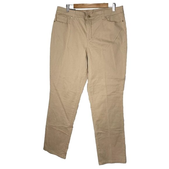 Bandolino Womens Amy Pants Modern Straight Leg Tan Tummy Slimming Comfort Sz 16 - Picture 1 of 13